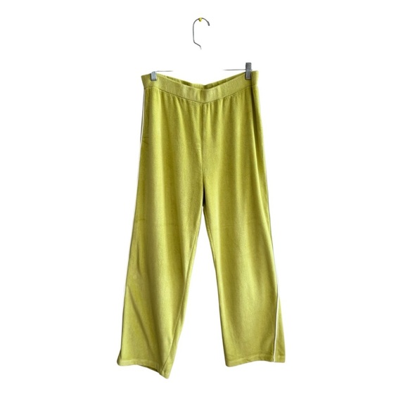VINTAGE Y2K Terry Track Pants Size LP Green Retro Straight Leg Festival Grunge - Picture 3 of 10